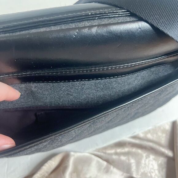 Knomo London Alfie Laptop Bag Briefcase Work Bag Black Leather Quilted Grey - Picture 6 of 11